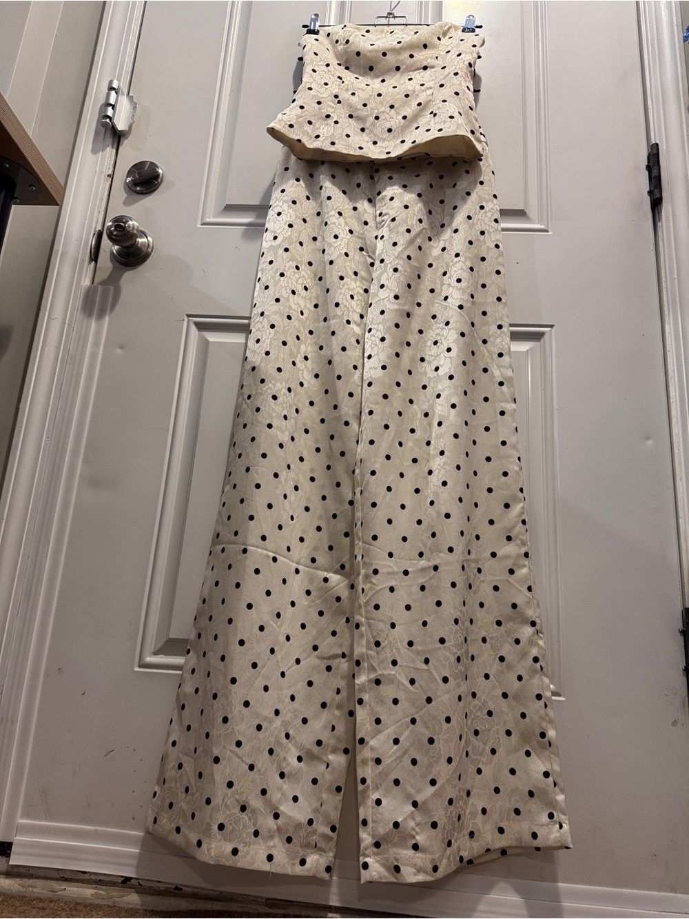 Princess Polly Powdered Sugar Polka Dot Strapless Top Wide Leg Pants Set $78.00 - Picture 12 of 16
